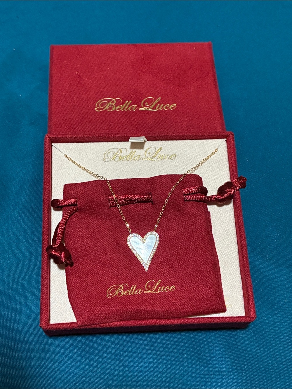 Bella Luce Gold-Tone Heart Necklace with White Mother-of-Pearl Inlay 925 Silver